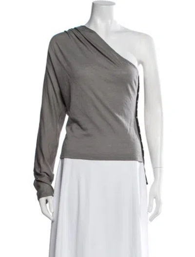 Pre-owned Miaou Wool One-shoulder Top In Gray