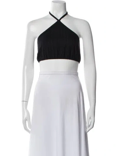 Pre-owned Miaou Wool Striped Crop Top In Black