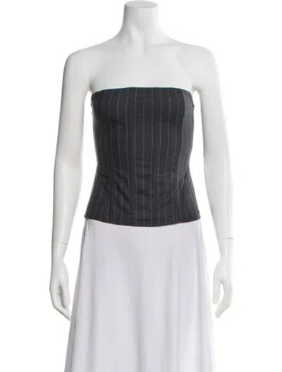 Pre-owned Miaou Wool Striped Top In Gray