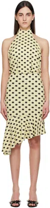 Miaou Yellow & Black Karina Midi Dress In Butter Navy Polka Do