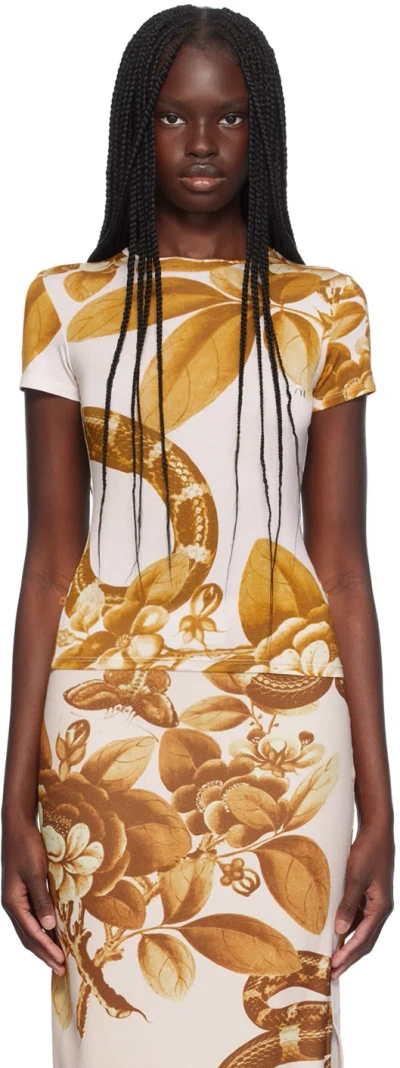 Miaou Yellow & White Mini T-shirt In Eden Print