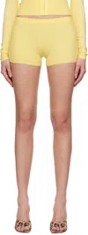 Miaou Yellow Knit Booty Shorts In Butter