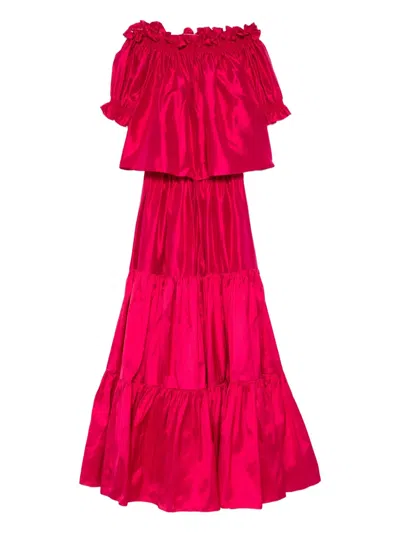 Miau By Clara Rotescu Alicante Off-shoulder Set In Red