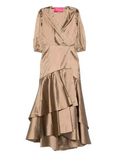 Miau By Clara Rotescu Amelia Lace-trimmed Ruffled Dress In Neutral