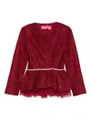 Miau By Clara Rotescu Arlet Embellished Lace Jacket In Red