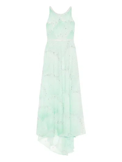 Miau By Clara Rotescu Bead-embellished Maxi Dress In Green