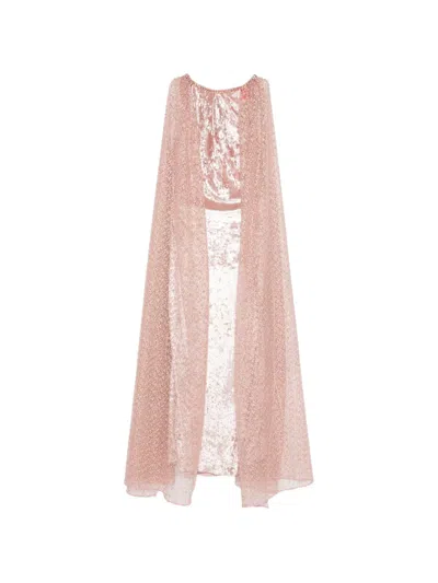 Miau By Clara Rotescu Coriander Velvet-texture Maxi Dress In Pink