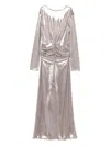 Miau By Clara Rotescu Draped-details Maxi Dress In Metallic