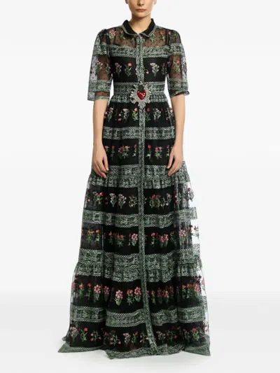 Miau By Clara Rotescu Eiran Floral-embroidered Tiered Dress In Multi