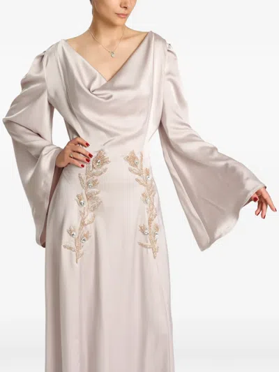 Miau By Clara Rotescu Esel Bead-embellished Cowl-neck Gown In Pink