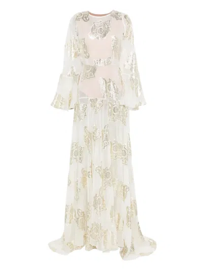 Miau By Clara Rotescu Flared Maxi Dress In White