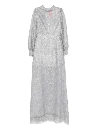 Miau By Clara Rotescu Floral Maxi Dress In Gray