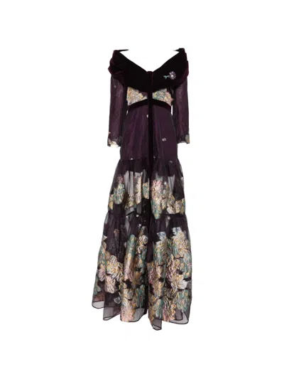 Miau By Clara Rotescu Floral Maxi Dress In Purple