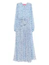 Miau By Clara Rotescu Floral-print Belted Maxi Dress In Blue