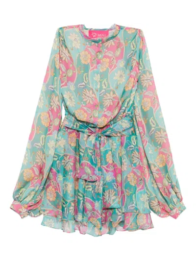 Miau By Clara Rotescu Floral-print Mini Dress In Blue