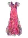 Miau By Clara Rotescu Floral-print Ruffled Maxi Dress In Pink