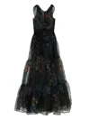 Miau By Clara Rotescu Isla Floral Tiered Maxi Dress In Black