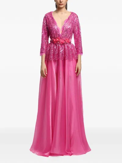 Miau By Clara Rotescu Jaipur Sequin-embellished Maxi Dress In Pink