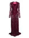 Miau By Clara Rotescu Juniper Lace Long-sleeved Dress In Red