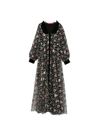 Miau By Clara Rotescu Katinca Floral Embroidered Dress In Multi