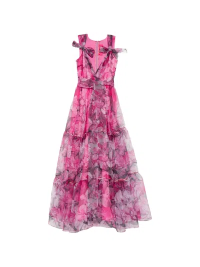 Miau By Clara Rotescu Kino Bow Floral Dress In Multi