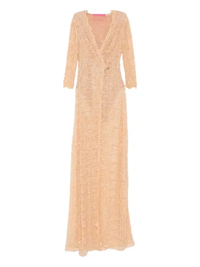 Miau By Clara Rotescu Lace Maxi Dress In Neutral