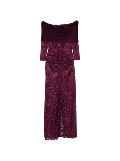 Miau By Clara Rotescu Lace Maxi Dress In Purple