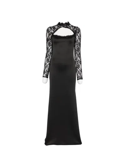 Miau By Clara Rotescu Lace Panel Dress In Black