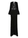 Miau By Clara Rotescu Lace-panelled Bell-sleeve Dress In Black