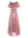 Miau By Clara Rotescu Lace-trim Floral-print Maxi Dress In Pink