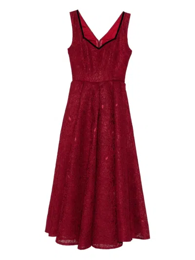 Miau By Clara Rotescu Lace Trim Maxi Dress In Red