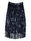 Miau By Clara Rotescu Lay Sequinned Fringed Midi Skirt In Blue