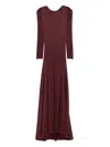 Miau By Clara Rotescu Leona Long-sleeve Gown In Burgundy