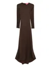 Miau By Clara Rotescu Long-sleeve Front-slit Dress In Brown