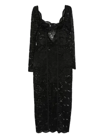Miau By Clara Rotescu Long-sleeved Maxi Dress In Black
