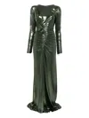 Miau By Clara Rotescu Long-sleeves Maxi Dress In Green
