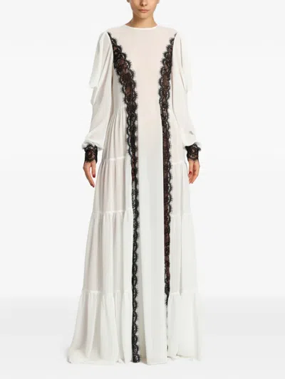 Miau By Clara Rotescu Maren Lace-trimmed Tiered Gown In White