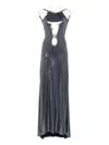 Miau By Clara Rotescu Metallic Open-back Maxi Dress In Gray