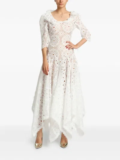 Miau By Clara Rotescu Mikaela Broderie-anglaise Maxi Dress In White