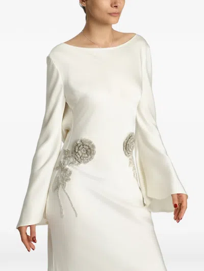 Miau By Clara Rotescu Milos Bead-embellished Gown In White