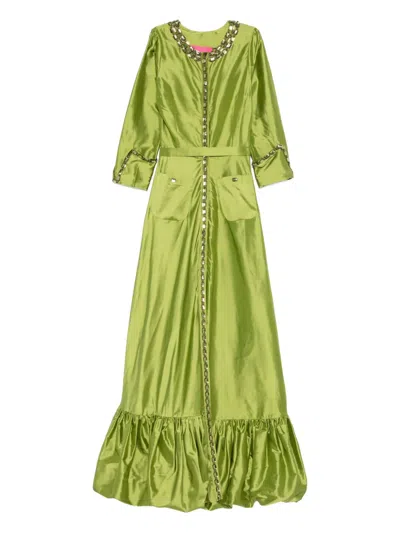 Miau By Clara Rotescu Nairobi Crystal-embellishment Maxi Dress In Green