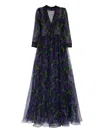 Miau By Clara Rotescu Nyala Polka-dot Floral Dress In Blue