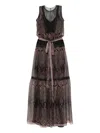 Miau By Clara Rotescu Paisley-print Lace-trimmed Maxi Dress In Black