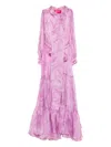 Miau By Clara Rotescu Ruffle-hem Maxi Dress In Pink
