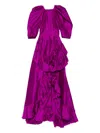 Miau By Clara Rotescu Ruffle-trim Asymmetric Dress In Purple