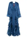 Miau By Clara Rotescu Ruffled Costa Dress In Blue