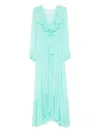 Miau By Clara Rotescu Ruffled Maxi Dress In Green