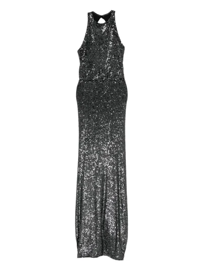 Miau By Clara Rotescu Sequinned Maxi Dress In Black