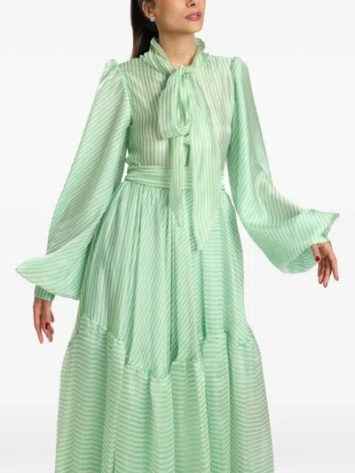 Miau By Clara Rotescu Striped-pattern Maxi Dress In Green