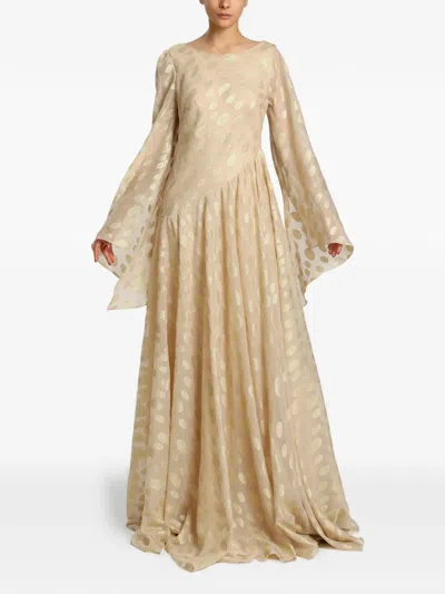 Miau By Clara Rotescu Sumba Polka-dot Gown In Neutral